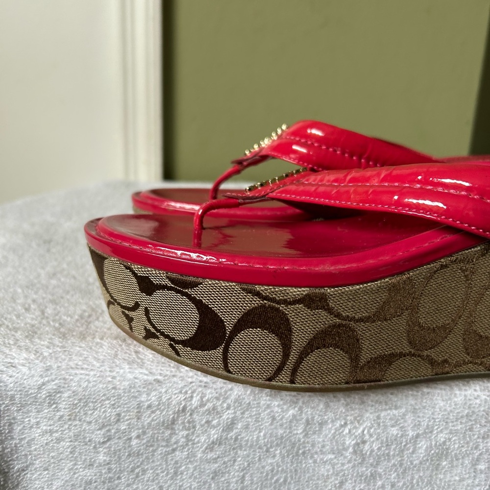Coach Nella Women's Pink Wedge Sandals - Picture 9 of 12